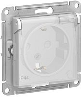 Розетка с заземлением без рамки SE AtlasDesign Aqua 1-м.быстрозажим. клем. крышка шторки IP44 белый картинка